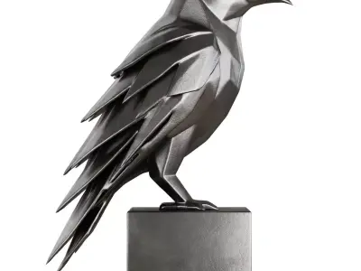 Metal sculpture of a crow 3D model