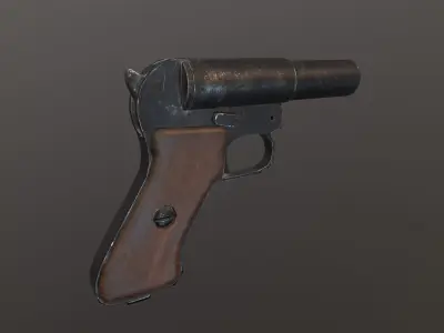 Soviet signal pistol - SPSh-43 Low-poly 3D model