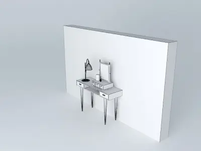 LIGHT WOOD CONSOLE TABLE WITH dressing table mirror 3D model