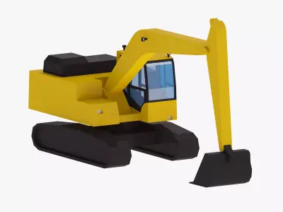 Excavator Construction PC210LC Simplified Low-poly 3D model