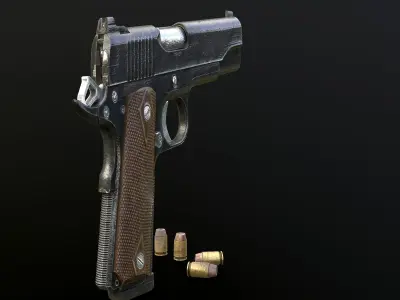 Colt 1911 Black low poly and 4k textures Low-poly 3D model