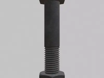 M12 Hex Bolts and Nuts with Rusty Iron Texture Fine Threads 3D model