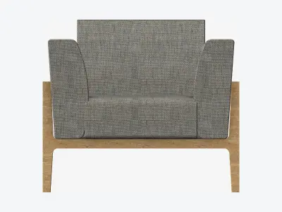Furniture - Sofa - Contemporary - Oak - Armchair Low-poly 3D model