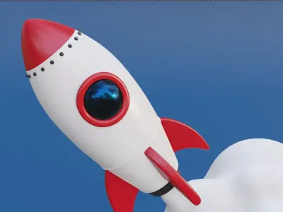 Cartoon Rocket 3D model 4
