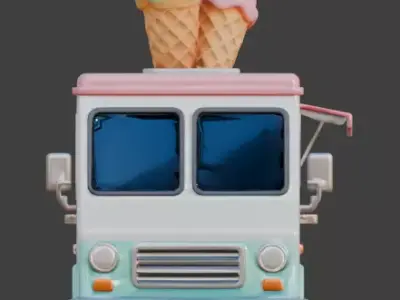 Summer Treats Mobile Ice Cream Shop 3D Model Low-poly 3D model