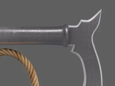Kusarigama axe with rope 3D model