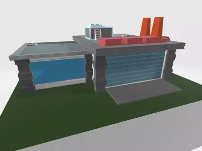 Low poly war or multipurpose factory  Free low-poly 3D model
