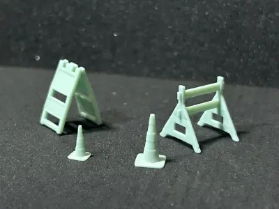 Traffic cones and easel 3D print model