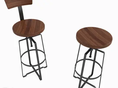 Rustic Industrial Stool by West Elm 3D model