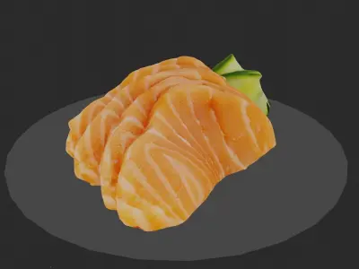Sashimi realistic 3d model salmon Low-poly 3D model