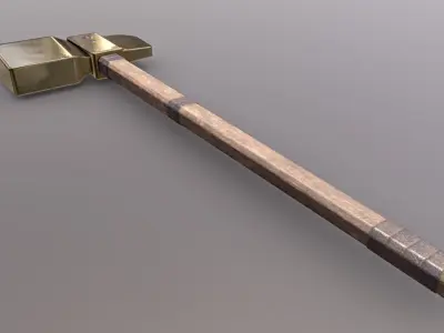 Hammer - Gold Low-poly 3D model