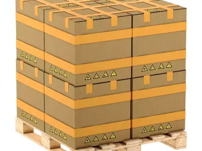  Cardboard boxes on a pallet 3D model