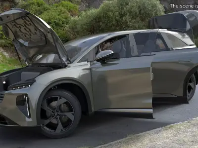 Lucid Gravity 2024 Electric SUV Olive Color Rigged 3D model