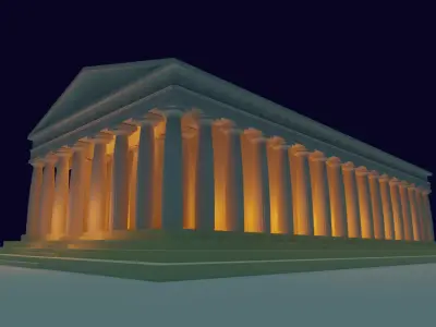The Parthenon greek temple at night 3D model