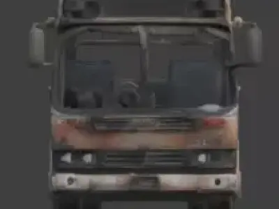 Wrecked City Bus Post Apocalyptic 3D Model Low-poly 3D model