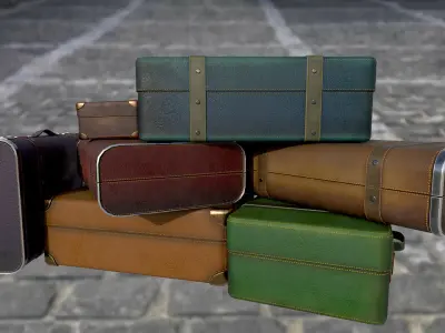 Travel bag suitcase briefcase PBR game ready Low-poly 3D model