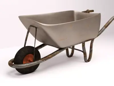 Rusted Wheelbarrow Low-poly 3D model