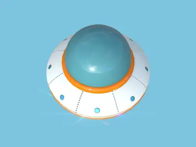 Cartoon UFO A1 - SciFi Flying Saucer - White Orange Low-poly 3D model