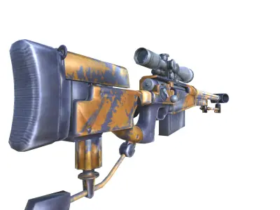 33-aw50-gun model 3d game ready model Low-poly 3D model Low-poly 3D model