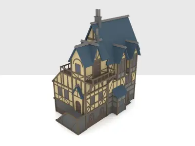 Medieval-styled low-poly house Free low-poly 3D model