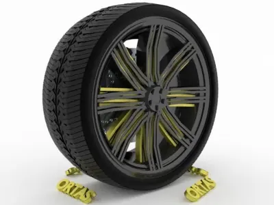 ORTAS CAR WHEEL RIM 96 GAME READY WHEEL RIM TIRE 3D model