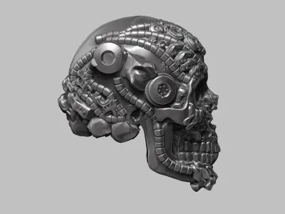 Mechanical Mayhem Cyberpunk 3D Model Skull with Biomechanical  3D print model