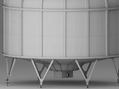Industrial Round Cooling Tower 3D Model 3D model