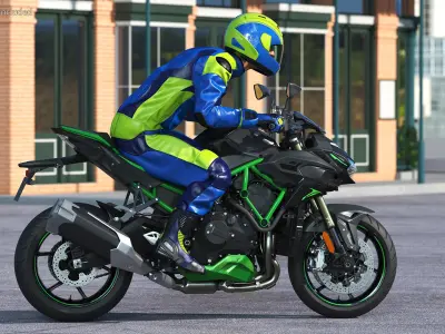 Motorcycle Racer with Sport Motorbike 3D model