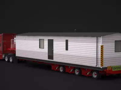 US Semi-Truck and House Trailer 3D model
