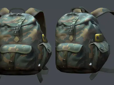 Backpack Camping Generic military human bag storqge baggage Low-poly 3D model 8