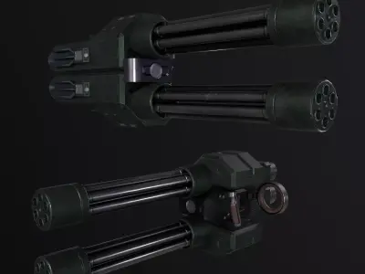 Futuristic Twin Minigun PBR Low-poly 3D model