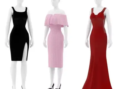 Womens dresses with mannequin  3D model