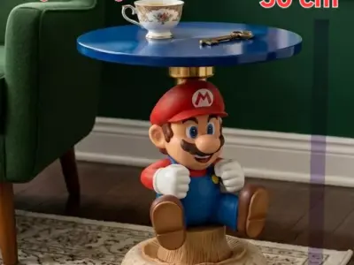 Super Mario 3D Printable Table 50cm Multipart  Nintendo Decor 3D print model
