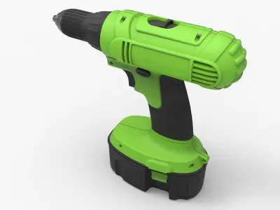 Drill machine with battery 3D model