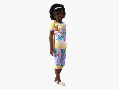 Girl Child Black Home Style Rigged for Maya 3D model