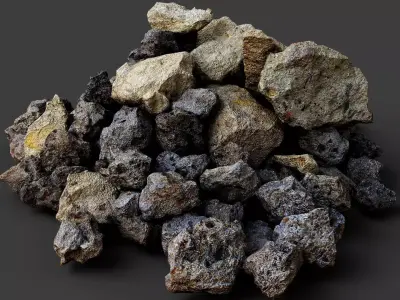 concrete debris pile ruins pt3 PBR photogrammetry Low-poly 3D model