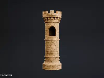 Ancient Stone Watchtower - Medieval Watchtower Column Low-poly 3D model