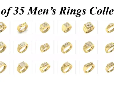 Lot of Various 35 Mens Rings Collection Bulk  3D print model