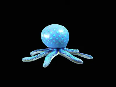 cute blue little octopus 3D model