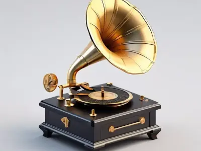 Vintage Gramophone 3D Model Low-poly 3D model purchase