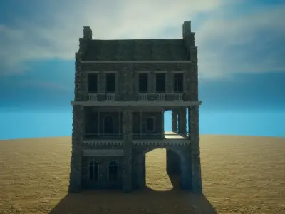 Medieval old House6-interior and exterior design Low-poly 3D model