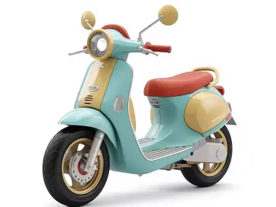 Futuristic Retro-Style Mini Scooter 3D Model Low-poly 3D model