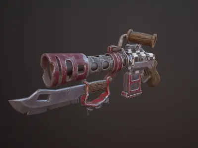 Old damaged Ork gun Low-poly 3D model