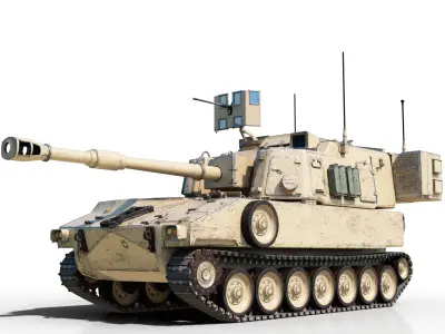 3 coatings of USA ARMY M109A6 Paladin 155mm SP Howitzer Low-poly 3D model