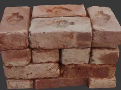 Vintage Stamped Bricks  Low-poly 3D model