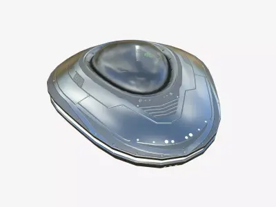 Alien Spaceship UFO C02 Aluminum - Sci Fi Spacecraft Design Low-poly 3D model