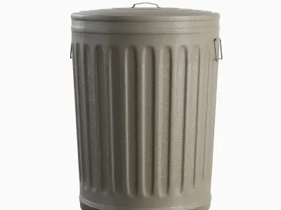 Steel Trash Can Set 3D model