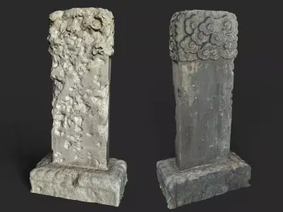 3d Korean style Gravestone High poly mesh 3D model