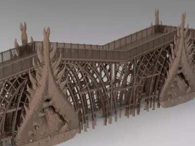 Dark Epic Fantasy bridge Dragon version 1 3D model