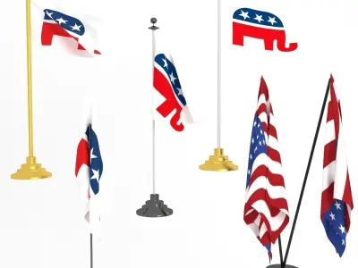 AMERICAN POLITICAL PARTY FLAGS 3D Model Pack